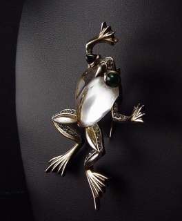 Cute Antique 1943 Trifari Crystal Frog Jelly Belly Brooch Pin  