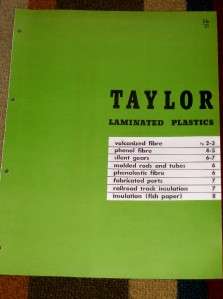 Vtg Taylor Fibre Co Catalog Laminated Plastic/Asbestos  