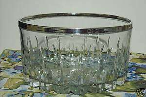 ITALY large heavy ITALIAN GLASS SALAD FRUIT BOWL silverplate trim EXC 