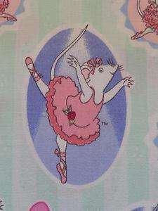   Ballerina Mouse Ballet Cartoon Girls Flowers Hearts Fabric BTY  