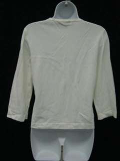 KAY UNGER NEW YORK White Button Down Sweater Sz L  
