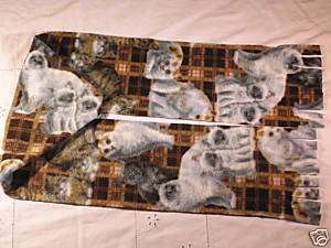 Cats on Brown Plaid Fleece Scarf Cat Lovers Delight  
