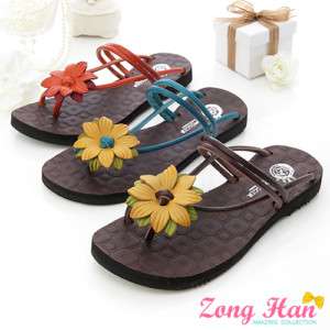 Summer Flower Flip Flop Thongs Sandals Flats 3 Colors  