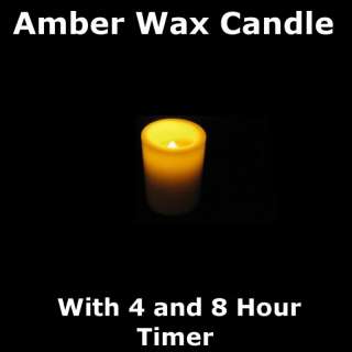 AMBER LED CANDLE WITH 4   8 HOUR TIMER MOOD RELAXING 0609465628578 