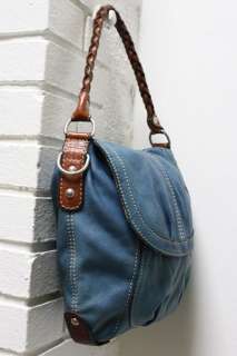   Fossil Womens Blue Leather Hand Bag Purse Shoulder Hobo Tote  