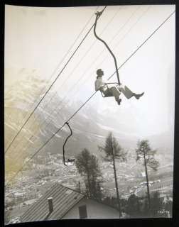 1969 FAYE DUNAWAY Riding Open Air Ski Chair Lift  