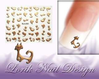 Nail Tattoo Sticker für Nageldesign Katzen in Gold Nr 4076  