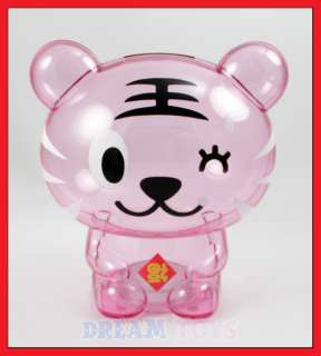Clear Pink Wink Tiger Coin Bank  New/Cute/Happy Tiger  