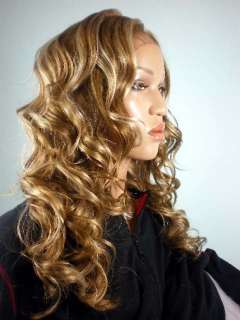 LACE FRONT BIG CURL WIG HAND ROOTED SYNTHETIC BLONDE  