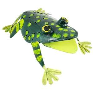  Hand Painted Metal Frog Statue Wall Hanging Art