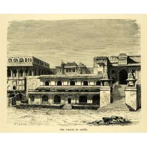 1878 Wood Engraving Palace Ambir Amer India Fort Amber 