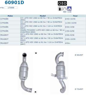 Pot Catalytique pour Citroen C4 1.6 HDi de 11/2004 à 10/2005 90cv Car 