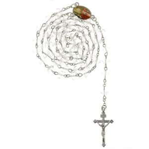 Clear Acrylic Bead Rosary   Linked Chain with Pope Jogn Paul 