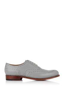 Grenson  Light Grey Unlined Leather Stanley Brogues by Grenson