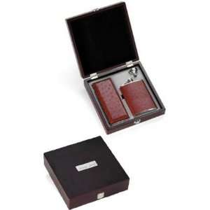 Leather Cigar Case and Flask Gift Box (1 per order) Personalized Gift 