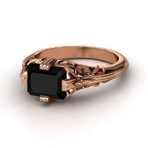    Acadia Ring, Emerald Cut Black Onyx 14K Rose Gold Ring Jewelry