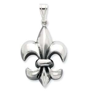   Sterling Silver Antiqued Fleur de Lis Pendant Vishal Jewelry Jewelry