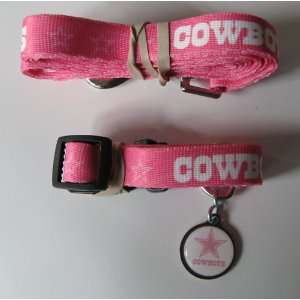 Dallas Cowboys PINK Pet Set Dog Collar Leash ID Tag SMALL  
