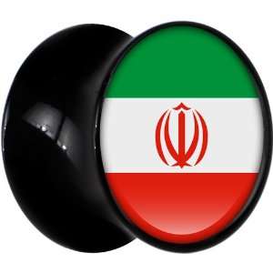  4 Gauge Black Acrylic Iran Flag Saddle Plug: Jewelry