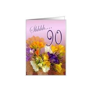 90th Surprise Birthday Party Invitation   freesias Card 