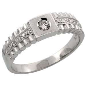925 Sterling Silver Ladies CZ Wedding Ring Band, 1/4 in. (6mm) wide 