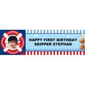 Anchors Aweigh 1st Birthday Personalized Photo Banner Large 30 x 100