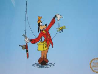 Disney Original Animation Art Cel Goofy How to Fish  