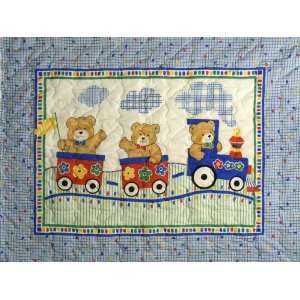  Bears On A Train Baby Quilt & Homemade Shower Gift 