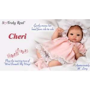 Ashton Drake Doll Cheri, plays Wind Beneath My Wings (pink dress)   by 