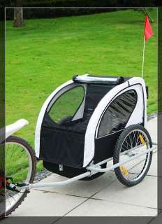 2IN1 Double Baby Bike Trailer and Stroller White and Black  
