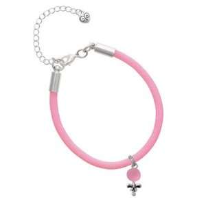    Pink Baby Rattle Charm on a Pink Malibu Charm Bracelet Jewelry