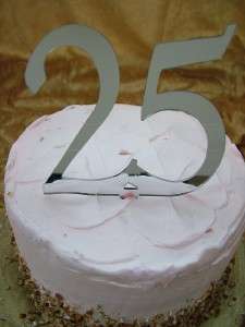 New Cake Topper Mirror Silver 25th Birthday Anniversary  