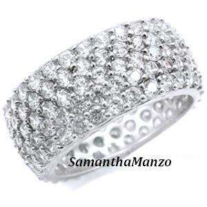 Row Micro PAVE Cz ETERNITY Wedding Band Ring Silver 9  
