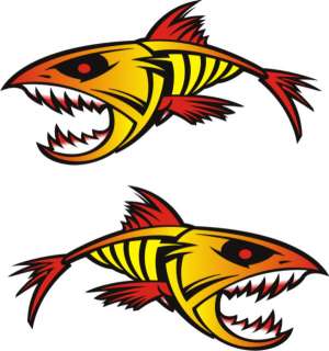 Yellow Piranha boat graphics stickers fishing decals  