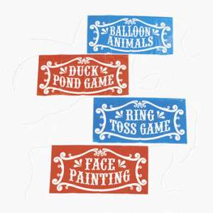 CARNIVAL signs booths CIRCUS PARTY DECORATIONS (4PC)  