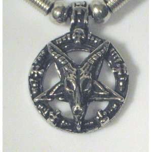  Gothic Baphomet Sabbatic Goat Head Pentagram Necklace 