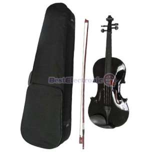 Full Size Black Acoustic Violin W/ Case Bow Rosin  