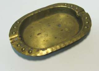 OLD SOLID BRASS DECO OVAL ASHTRAY SEE  