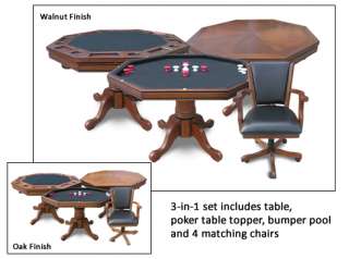 in 1 Game Table, Poker Table,Bumper Pool,Dining Table with 4 chairs 
