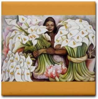   Diego Rivera Painting Reproduction   Young Woman With Cala Lilies