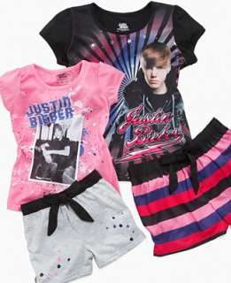 Justin Bieber Kids Pajamas, Girls Tee and Shorts Pajama Set   Pajamas 