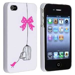 White Bird Cage Snap on Hard Rubber Case with FREE Reusable Screen 