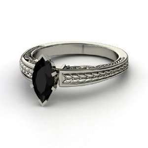   Marquise Ceres Ring, Marquise Black Onyx Sterling Silver Ring Jewelry