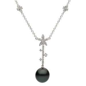 Black Tahitian Cultured Pearl Necklace   11 12mm, AAA Quality, Solid 