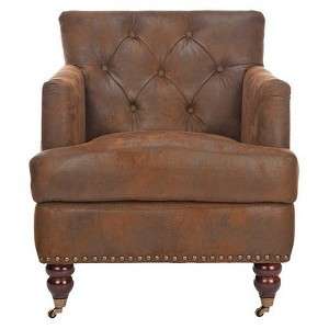   Safavieh Colin Tufted Caramel Brown Leather Club Chair with Casters