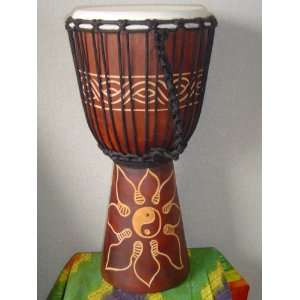  20 X 10 11 Deep Carved Djembe Bongo Drum Yin & Yang with 
