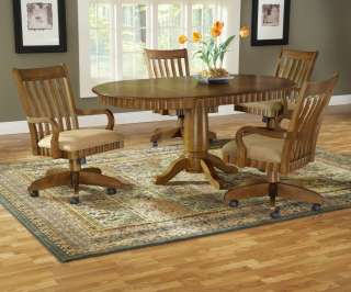 Oak Dining Table with Swivel Rolling Chairs ***Free Shipping***  