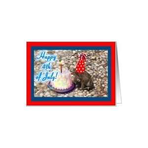   of July Friend, America Humorous Toad with Cake Greeting Card Card