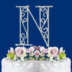  ROMAN STYLE CRYSTAL WEDDING CAKE TOP MONOGRAM LARGE LETTER 