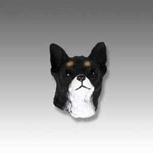 Chihuahua Hand Painted Dog Pin Tack Figurine Blk/Wht  